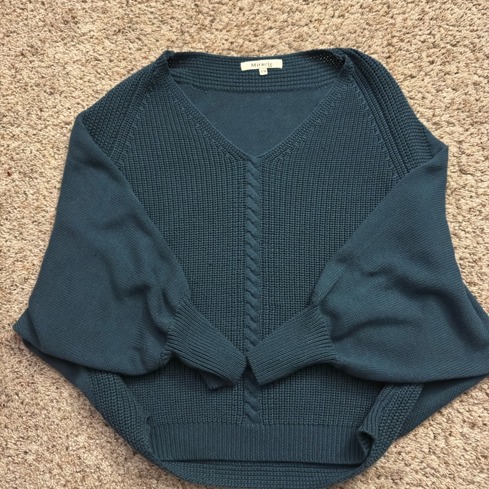 Miracle Cable Knit Blue Sweater